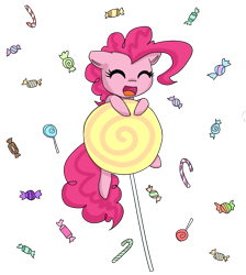 Size: 579x645 | Tagged: safe, artist:breadcipher, pinkie pie, earth pony, pony, g4, candy, cute, diapinkes, eyes closed, female, food, lollipop, mare, open mouth, simple background, smiling, solo, transparent background