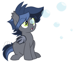 Size: 832x694 | Tagged: safe, artist:ipandacakes, oc, oc only, oc:cloud shade, bat pony, pony, bat pony oc, bat wings, bubble, simple background, solo, transparent background, wings