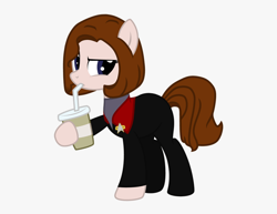 Size: 900x694 | Tagged: artist needed, safe, earth pony, pony, coffee, female, kathryn janeway, mare, ponified, simple background, solo, star trek, star trek: voyager, transparent background