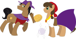Size: 3382x1773 | Tagged: safe, artist:flashquatsch, oc, oc only, oc:cinnamon roll, oc:crystal ball, earth pony, pony, earth pony oc, hijo de la luna, simple background, transparent background