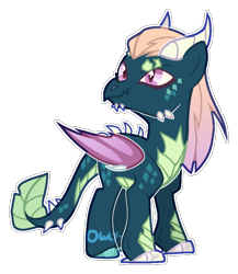 Size: 788x908 | Tagged: safe, artist:vintage-owll, oc, oc only, dracony, dragon, hybrid, pony, interspecies offspring, magical lesbian spawn, offspring, parent:fluttershy, parent:princess ember, parents:embershy, simple background, solo, transparent background