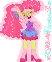 Size: 1024x1229 | Tagged: safe, artist:xxfluffypachirisuxx, pinkie pie, equestria girls, friendship through the ages, g4, female, shutter shades, simple background, solo, sunglasses, transparent background