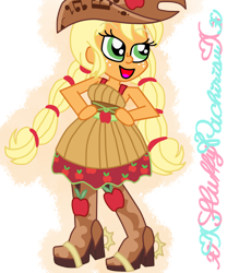 Size: 1024x1229 | Tagged: safe, artist:xxfluffypachirisuxx, applejack, equestria girls, friendship through the ages, g4, clothes, dress, female, simple background, solo, transparent background