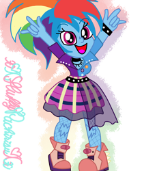 Size: 1024x1229 | Tagged: safe, artist:xxfluffypachirisuxx, rainbow dash, equestria girls, friendship through the ages, g4, clothes, female, fishnet stockings, simple background, skirt, solo, transparent background