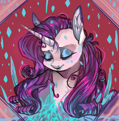 Size: 1182x1200 | Tagged: safe, artist:duckjifs246, rarity, pony, unicorn, g4, bust, crystal, eyes closed, female, mare, solo