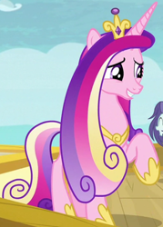 Size: 610x853 | Tagged: safe, screencap, lavender sunrise, princess cadance, alicorn, pony, a horse shoe-in, g4, once upon a zeppelin, cropped, crown, female, hoof shoes, jewelry, las pegasus resident, mare, regalia, solo, tiara