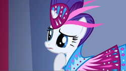 Size: 1280x720 | Tagged: safe, screencap, rarity, pony, g4, green isn't your color, alternate hairstyle, clothes, dress, female, solo
