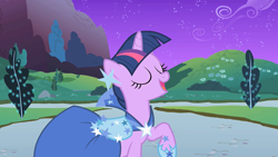 Size: 1280x720 | Tagged: safe, screencap, twilight sparkle, pony, unicorn, g4, the best night ever, clothes, dress, female, gala dress, solo, twilight sparkle's first gala dress, unicorn twilight