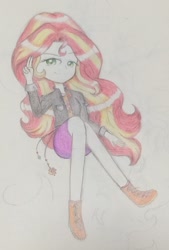 Size: 1052x1559 | Tagged: safe, artist:pink flame, sunset shimmer, equestria girls, g4, female, solo