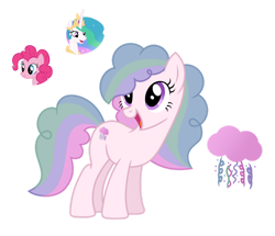Size: 1280x1100 | Tagged: safe, artist:tenderrain-art, pinkie pie, princess celestia, oc, earth pony, pony, g4, female, magical lesbian spawn, mare, offspring, parent:pinkie pie, parent:princess celestia, parents:pinkielestia, simple background, transparent background