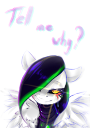 Size: 2480x3507 | Tagged: safe, artist:kiwwsplash, oc, oc only, pegasus, pony, bust, glowing eyes, hair over one eye, high res, pegasus oc, smiling, talking, wings