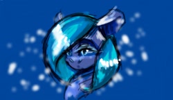 Size: 1279x736 | Tagged: safe, artist:kiwwsplash, oc, oc only, earth pony, pony, blue background, bust, earth pony oc, simple background, solo