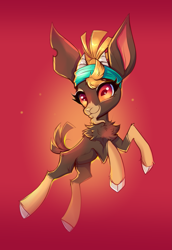 Size: 1513x2199 | Tagged: safe, artist:confetticakez, shanty (tfh), goat, them's fightin' herds, bandana, chest fluff, cloven hooves, community related, cute, female, horns, simple background, solo