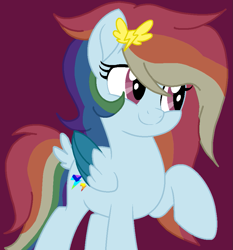 Size: 853x915 | Tagged: safe, artist:circuspaparazzi5678, oc, oc only, oc:lightning blitz, pegasus, pony, base used, hairclip, movie accurate, multicolored hair, parent:rainbow dash, parent:soarin', rainbow hair, solo