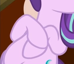 Size: 507x439 | Tagged: safe, screencap, starlight glimmer, pony, g4, my little pony: friendship is magic, road to friendship, bed, belly, cropped, female, lying on bed, mare, on bed, pictures of bellies, solo