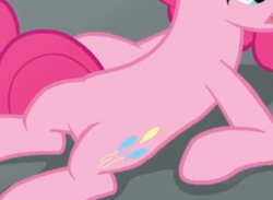 Size: 378x277 | Tagged: safe, screencap, pinkie pie, earth pony, pony, g4, rock solid friendship, belly, cropped, female, lying down, mare, on back, pictures of bellies, solo