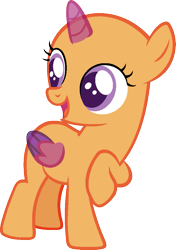 Size: 733x1043 | Tagged: safe, artist:pegasski, oc, oc only, alicorn, pony, forever filly, g4, alicorn oc, bald, base, bedroom eyes, eyelashes, female, filly, horn, looking back, raised hoof, simple background, smiling, solo, transparent background, two toned wings, wings