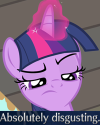 Size: 620x775 | Tagged: safe, twilight sparkle, alicorn, pony, g4, my little pony: friendship is magic, princess twilight sparkle (episode), caption, expand dong, exploitable meme, female, glowing horn, horn, image macro, magic, mare, meme, reaction image, solo, twilight sparkle (alicorn)