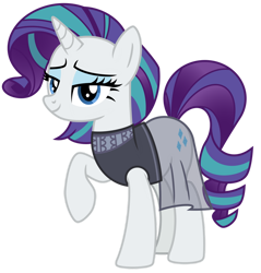 Size: 1024x1070 | Tagged: safe, artist:emeraldblast63, coloratura, rarity, pony, unicorn, g4, alternate hairstyle, clothes swap, female, simple background, solo, transparent background