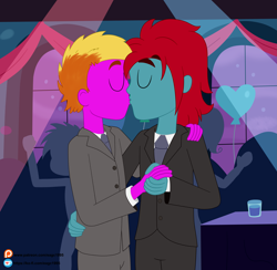 Size: 4465x4364 | Tagged: safe, artist:eagc7, oc, equestria girls, g4, commission, gay, kissing, ko-fi, male, oc x oc, patreon, shipping