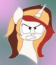 Size: 1316x1528 | Tagged: safe, artist:gamerpie, oc, oc only, oc:scarlet serenade, pony, unicorn, angry, female, mare, solo