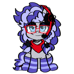 Size: 769x776 | Tagged: safe, artist:cottonsweets, oc, oc only, oc:cinnabyte, adorkable, bandana, cinnabetes, clothes, commission, cute, dork, gaming headset, headphones, headset, simple background, smiling, socks, striped socks, transparent background, your character here