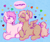 Size: 2000x1666 | Tagged: safe, oc, oc only, oc:kayla, oc:mary jane, earth pony, pegasus, pony, blushing, bow, duo, eating, eyes closed, female, food, heart, kayry, lesbian, mare, oc x oc, palindrome get, pocky, ponytail, prone, shipping, simple background, tail bow, text