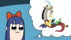 Size: 1024x576 | Tagged: safe, editor:theedgyduck, discord, draconequus, g4, female, male, meme, pipimi, pop team epic