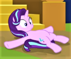 Size: 924x770 | Tagged: safe, edit, edited screencap, screencap, starlight glimmer, pony, unicorn, g4, the last problem, belly, cropped, female, lying down, on back, solo