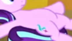 Size: 490x283 | Tagged: safe, edit, edited screencap, screencap, starlight glimmer, pony, g4, the last problem, belly, cropped, female, lying down, on back, pictures of bellies, solo