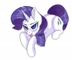 Size: 3000x2500 | Tagged: safe, artist:lizarda, rarity, pony, unicorn, g4, :p, cute, female, high res, mare, prone, raribetes, simple background, solo, tongue out, white background