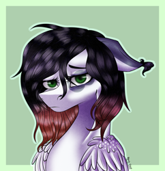 Size: 1796x1852 | Tagged: safe, artist:blackcloud2000, oc, oc only, pegasus, pony, bust, female, mare, portrait, sad, solo