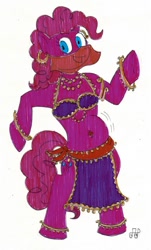 Size: 583x965 | Tagged: safe, artist:emperornortonii, pinkie pie, g4, belly dancer, belly dancer outfit, marker drawing, stupid sexy pinkie, traditional art