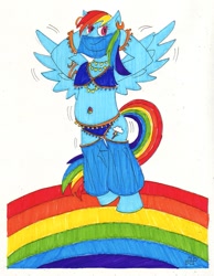 Size: 743x958 | Tagged: safe, artist:emperornortonii, rainbow dash, g4, belly dancer, belly dancer outfit, marker drawing, stupid sexy rainbow dash, traditional art