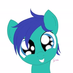 Size: 2048x2048 | Tagged: safe, artist:cityflyer502, oc, oc only, oc:magnifying glass, pegasus, pony, :d, adorkable, close-up, colt, cute, dork, happy, high res, looking at you, male, ocbetes, puppy dog eyes, simple background, solo, teenager, white background