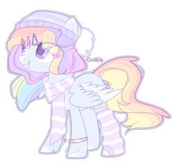 Size: 2922x2748 | Tagged: safe, artist:mint-light, oc, oc only, pegasus, pony, bracelet, clothes, commission, grin, hat, high res, jewelry, pegasus oc, scarf, simple background, smiling, socks, solo, striped socks, transparent background, wings, ych result