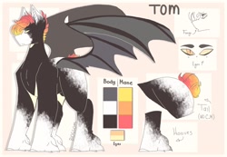 Size: 1920x1328 | Tagged: safe, artist:shinningblossom12, oc, oc only, oc:tom, bat pony, pony, bat pony oc, bat wings, hoof fluff, male, reference sheet, solo, stallion, wings
