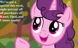 Size: 1152x720 | Tagged: safe, edit, edited screencap, editor:korora, screencap, sugar belle, g4, my little pony: friendship is magic, the big mac question, bronybait, cute, speech, sugarbetes, talking