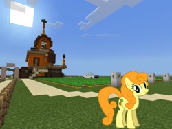 Size: 2048x1536 | Tagged: safe, artist:sirleandrea, artist:topsangtheman, carrot top, golden harvest, earth pony, pony, g4, carrot farm, female, looking at you, minecraft, solo