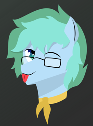 Size: 576x777 | Tagged: safe, artist:samsailz, oc, oc:sailz, glasses, mlem, neckerchief, one eye closed, silly, simple shading, smiling, tongue out, wink
