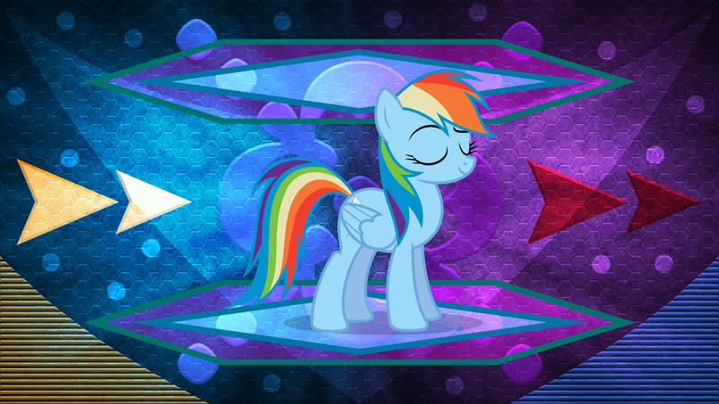 Safe Artist Ambassad0r Artist Laszlvfx Edit Rainbow Dash Pegasus Pony Eyes Closed Female High Res Mare Proud Smiling Solo Wallpaper Wallpaper Edit Derpibooru