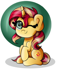 Size: 3400x4200 | Tagged: safe, artist:mlp-melodymark, sunset shimmer, pony, unicorn, g4, cute, female, high res, mare, one eye closed, shimmerbetes, simple background, solo, white background, wink