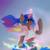 Size: 3000x3000 | Tagged: safe, artist:teelastrie, oc, oc only, semi-anthro, arm hooves, clothes, da 20th birthday, female, glowing horn, high res, horn, lineless, magic, midriff, pants, ponified, shirt, solo, t-shirt
