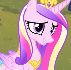 Size: 1710x1687 | Tagged: safe, screencap, princess cadance, alicorn, pony, g4, season 4, three's a crowd, cropped, female, folded wings, grin, mare, smiling, solo, wings