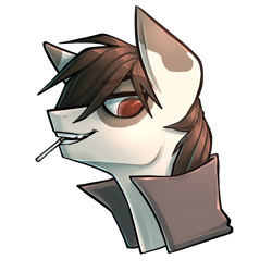 Size: 2343x2343 | Tagged: safe, artist:earthpone, oc, oc only, oc:zeth fors, earth pony, pony, bust, cigarette, commission, commissions open, high res, male, portrait, simple background, solo, stallion, transparent background