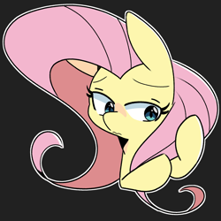 Size: 2000x2000 | Tagged: safe, artist:kindakismet, fluttershy, pony, g4, black background, blushing, bust, cute, female, high res, mare, shyabetes, simple background, solo