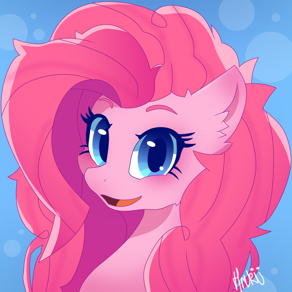 Safe Artist Hrukii Pinkie Pie Earth Pony Pony Abstract Background Bust Cropped