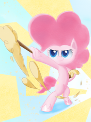 Size: 1668x2224 | Tagged: safe, artist:yamasan3121, pinkie pie, earth pony, pony, g4.5, my little pony: pony life, bipedal, dexterous hooves, dough, female, mare, solo