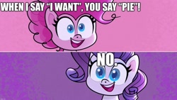 Size: 1920x1080 | Tagged: safe, edit, edited screencap, screencap, pinkie pie, rarity, earth pony, pony, unicorn, g4.5, my little pony: pony life, zound off, caption, duo, image macro, out of character, song reference, teen titans go, text