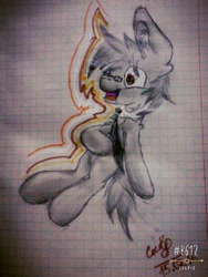 Size: 480x640 | Tagged: safe, artist:palace, oc, oc only, oc:silver bristle, earth pony, pony, ear fluff, earth pony oc, glasses, graph paper, laughing, male, necktie, solo, stallion, traditional art